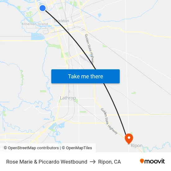 Rose Marie & Piccardo Westbound to Ripon, CA map