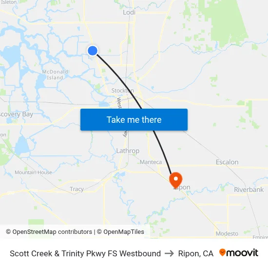 Scott Creek & Trinity Pkwy FS Westbound to Ripon, CA map
