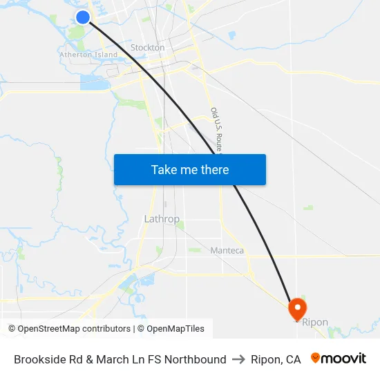 Brookside Rd & March Ln FS Northbound to Ripon, CA map