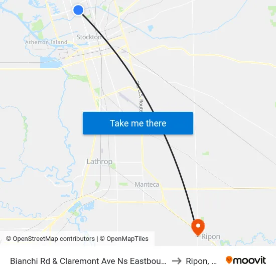 Bianchi Rd & Claremont Ave Ns Eastbound to Ripon, CA map