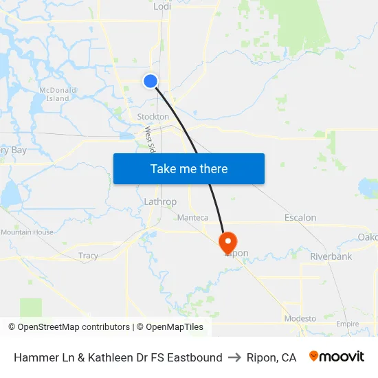 Hammer Ln & Kathleen Dr FS Eastbound to Ripon, CA map