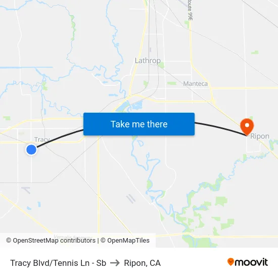 Tracy Blvd/Tennis Ln - Sb to Ripon, CA map