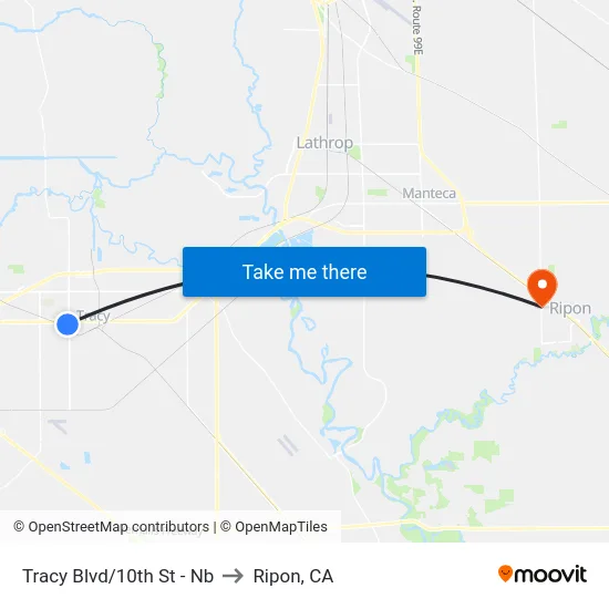 Tracy Blvd/10th St - Nb to Ripon, CA map