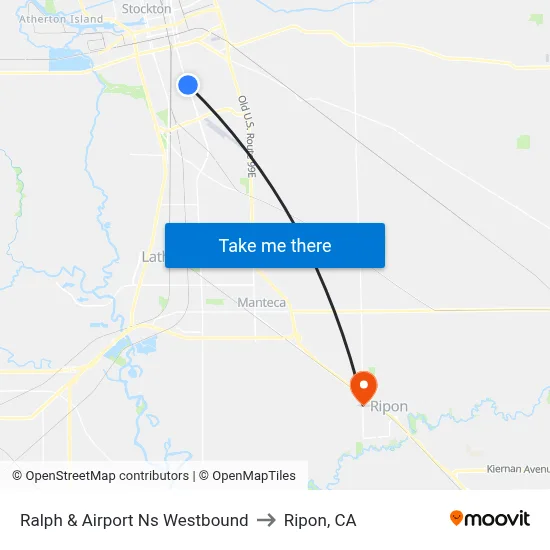 Ralph & Airport Ns Westbound to Ripon, CA map