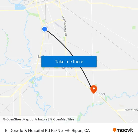 El Dorado & Hospital Rd Fs/Nb to Ripon, CA map