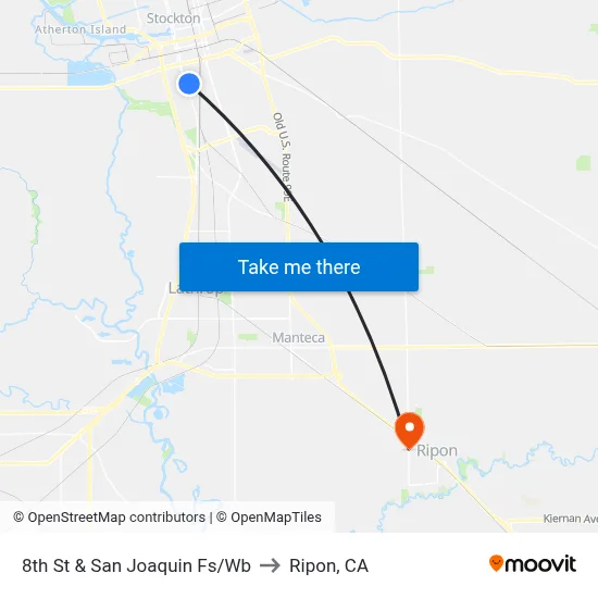 8th St & San Joaquin Fs/Wb to Ripon, CA map
