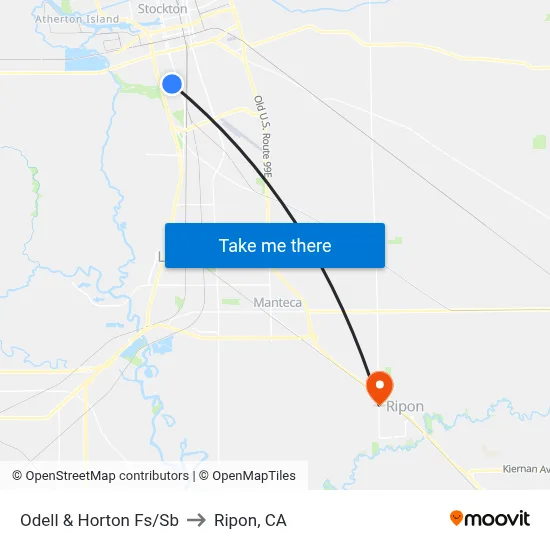 Odell & Horton Fs/Sb to Ripon, CA map