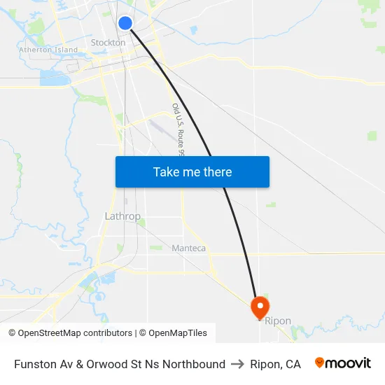 Funston Av & Orwood St Ns Northbound to Ripon, CA map