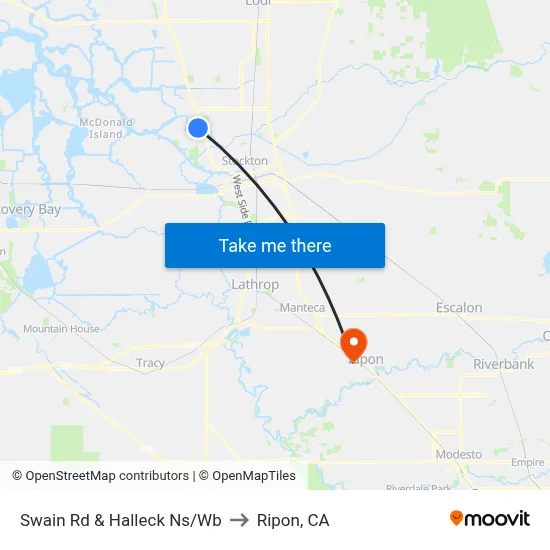 Swain Rd & Halleck Ns/Wb to Ripon, CA map