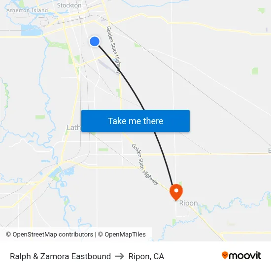 Ralph & Zamora Eastbound to Ripon, CA map