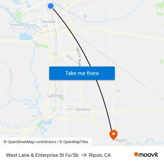 West Lane & Enterprise St Fs/Sb to Ripon, CA map