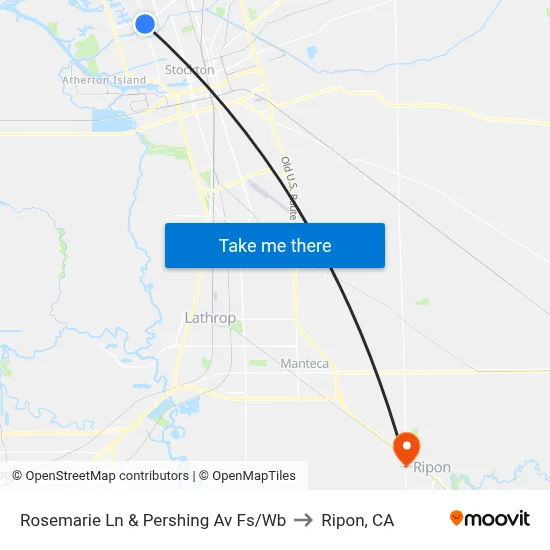 Rosemarie Ln & Pershing Av Fs/Wb to Ripon, CA map