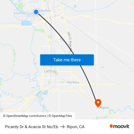 Picardy Dr & Acacia St Ns/Eb to Ripon, CA map
