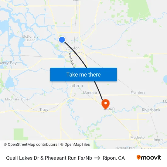Quail Lakes Dr & Pheasant Run Fs/Nb to Ripon, CA map