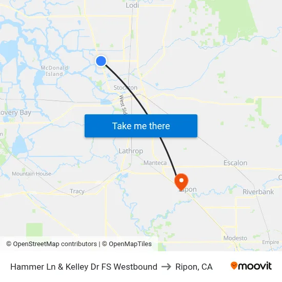 Hammer Ln & Kelley Dr FS Westbound to Ripon, CA map
