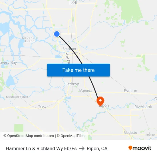 Hammer Ln & Richland Wy Eb/Fs to Ripon, CA map