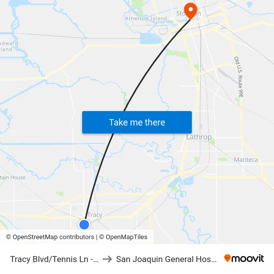 Tracy Blvd/Tennis Ln - Sb to San Joaquin General Hospital map