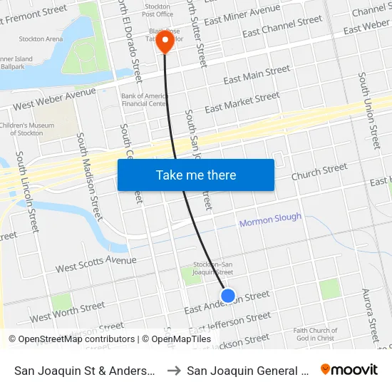 San Joaquin St & Anderson Ns/Sb to San Joaquin General Hospital map