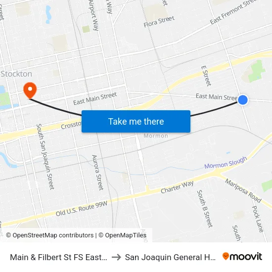 Main & Filbert St FS Eastbound to San Joaquin General Hospital map