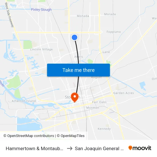 Hammertown & Montauban Fs/Eb to San Joaquin General Hospital map