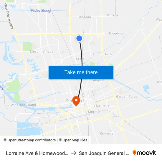 Lorraine Ave & Homewood Dr Fs/Nb to San Joaquin General Hospital map