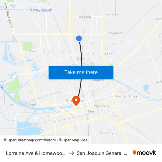 Lorraine Ave & Homewood Ns/Sb to San Joaquin General Hospital map