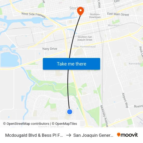 Mcdougald Blvd & Bess Pl FS Southbound to San Joaquin General Hospital map