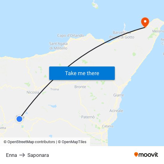 Enna to Saponara map