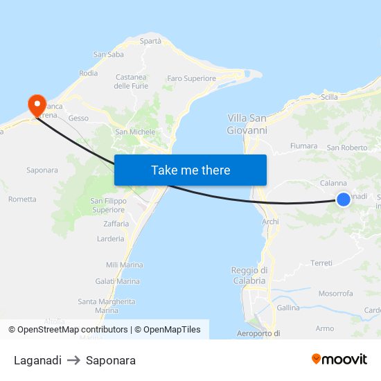 Laganadi to Saponara map