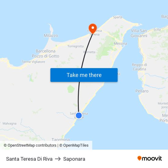 Santa Teresa Di Riva to Saponara map