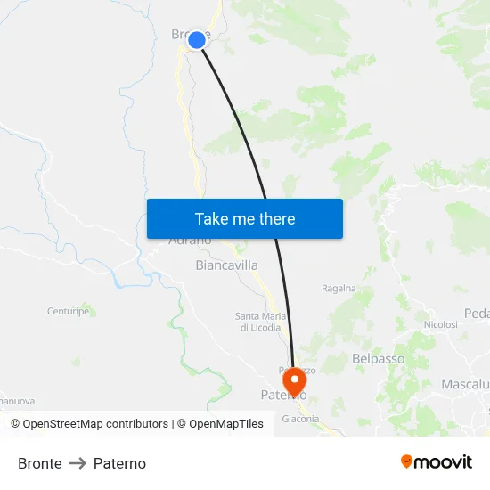 Bronte to Paterno map