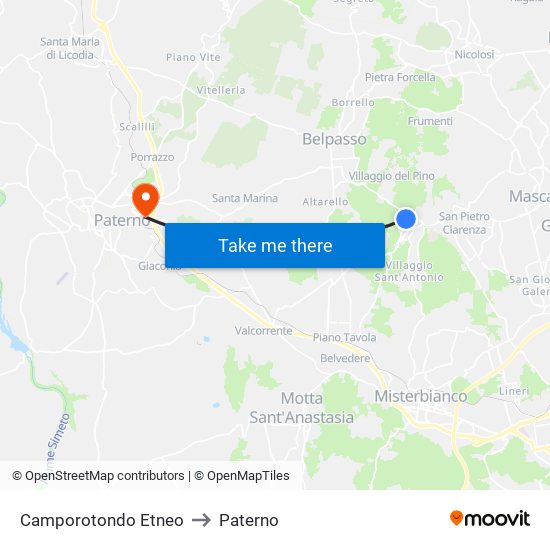 Camporotondo Etneo to Paterno map