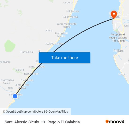 Sant' Alessio Siculo to Reggio Di Calabria map