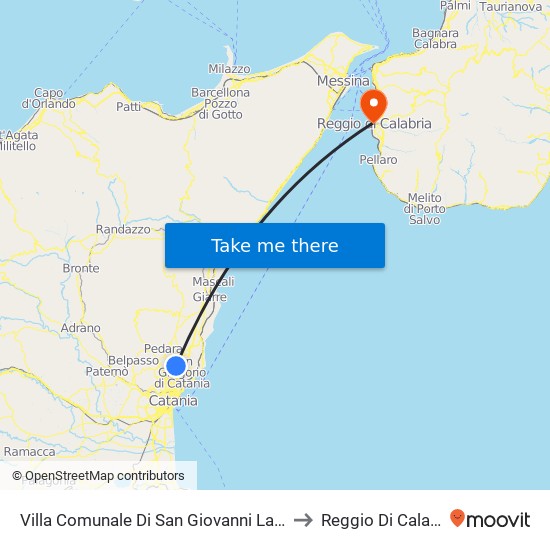 Villa Comunale Di San Giovanni La Punta to Reggio Di Calabria map