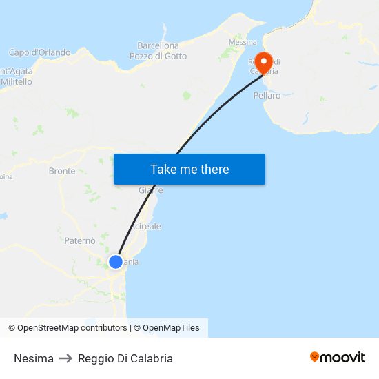 Nesima to Reggio Di Calabria map