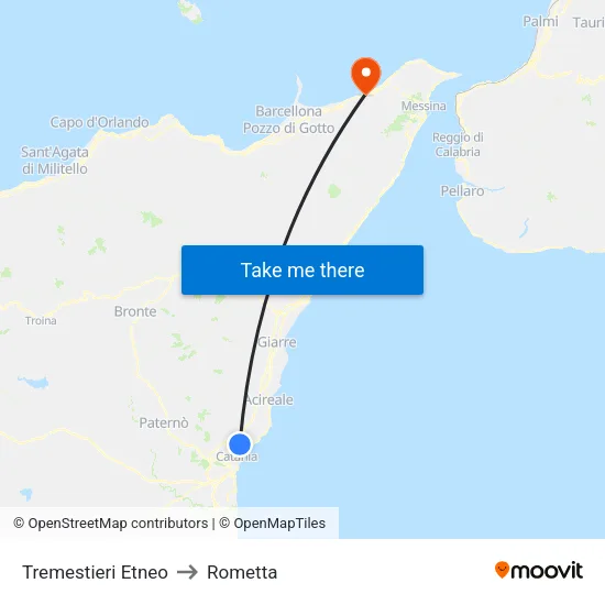 Tremestieri Etneo to Rometta map