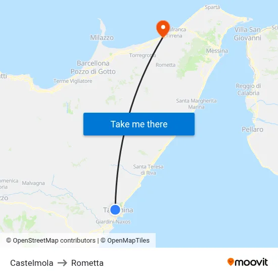 Castelmola to Rometta map