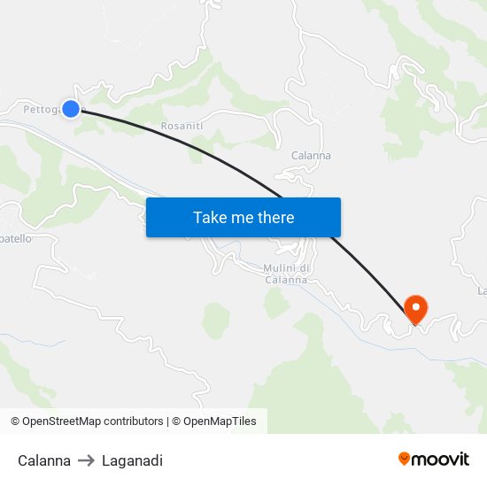 Calanna to Laganadi map