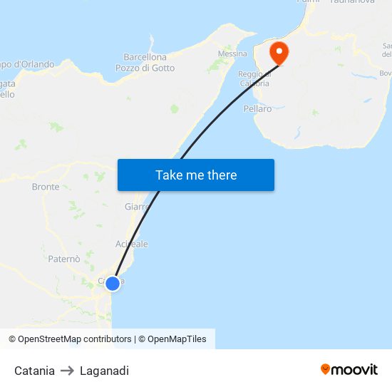 Catania to Laganadi map