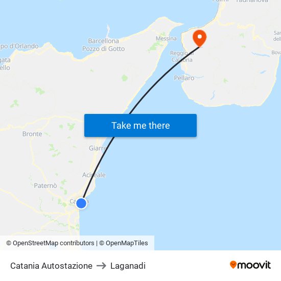 Catania Autostazione to Laganadi map
