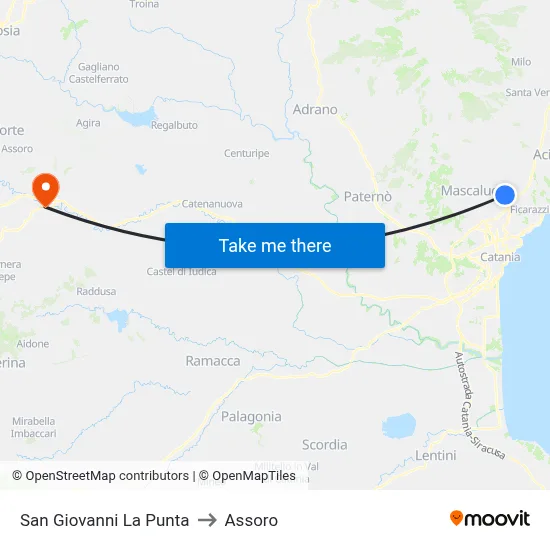 San Giovanni La Punta to Assoro map