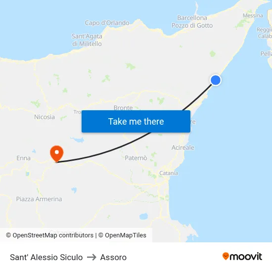 Sant' Alessio Siculo to Assoro map