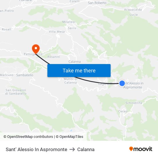 Sant' Alessio In Aspromonte to Calanna map