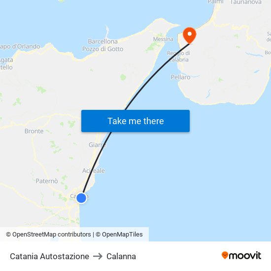 Catania Autostazione to Calanna map