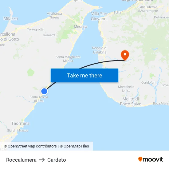 Roccalumera to Cardeto map