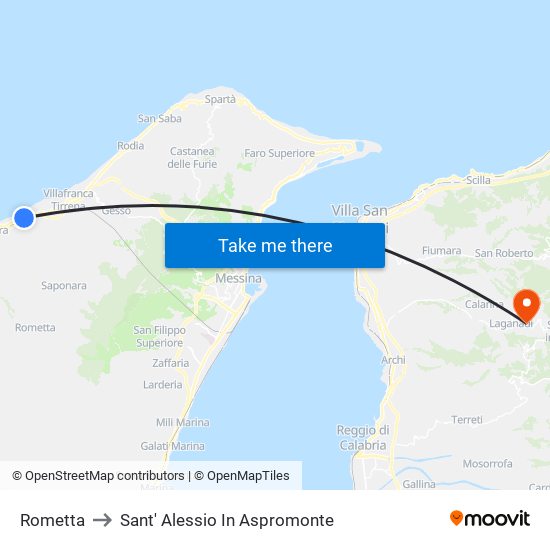 Rometta to Sant' Alessio In Aspromonte map