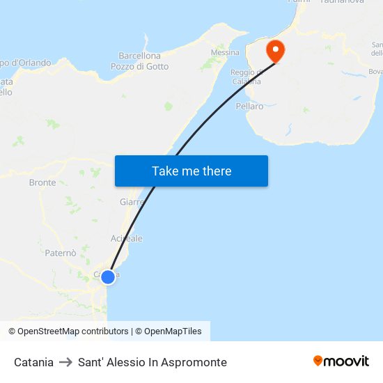 Catania to Sant' Alessio In Aspromonte map