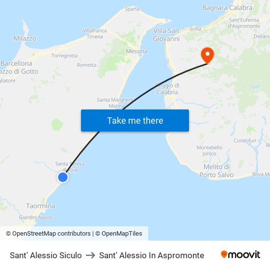 Sant' Alessio Siculo to Sant' Alessio In Aspromonte map