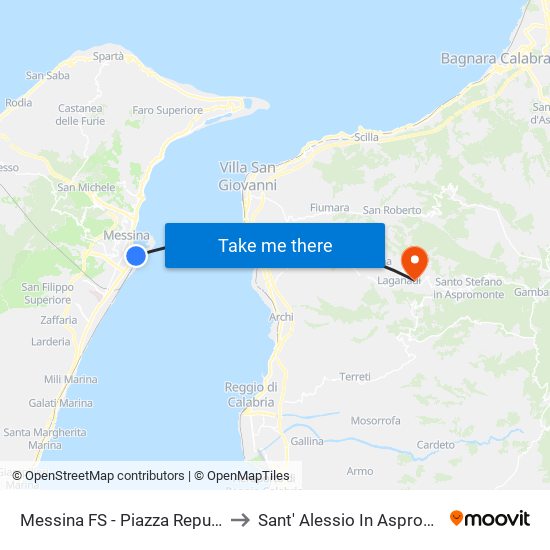 Messina FS - Piazza Repubblica to Sant' Alessio In Aspromonte map