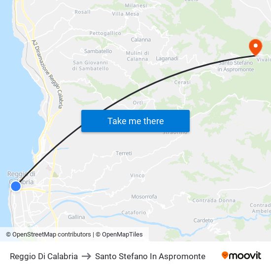 Reggio Di Calabria to Santo Stefano In Aspromonte map